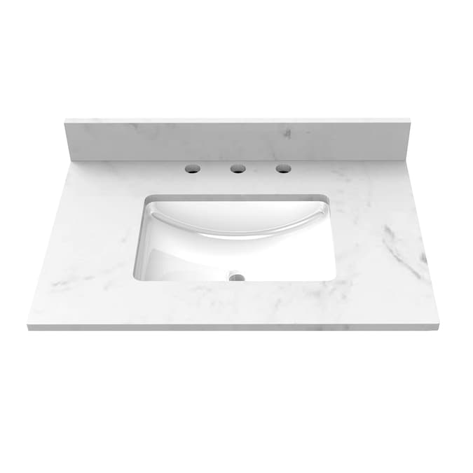 Winette 31-in x 22-in Carrara White Undermount Single Sink 3-Hole Bathroom Vanity Top