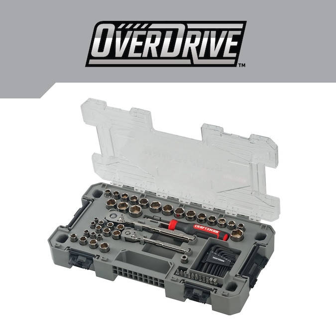 CRAFTSMAN OVERDRIVE 64-Piece Standard (SAE) and Metric Gunmetal Chrome Mechanics Tool Set with Hard Case - Image 3