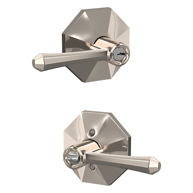 Schlage Custom Dempsey- Rosewood Polished Nickel Universal Exterior Keyed Entry Door Handle