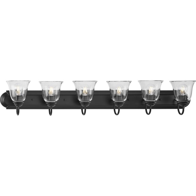 Progress Lighting Clear Glass 48-in 6-Light Matte Black Transitional Vanity Light
