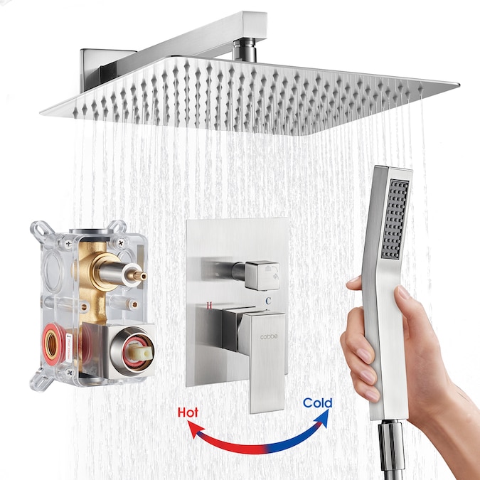 Cobbe Brushed Nickel 12-in Built-In Shower Faucet System with 2-way Diverter (Pressure-balanced Valve Included)