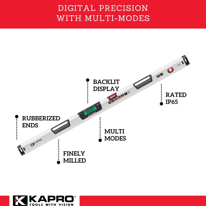 Kapro Digital Condor 72-in Box Beam Level with Case, Aluminum Body, Digital Display, Accuracy 0.05, Multi-Mode Measurement - Image 2