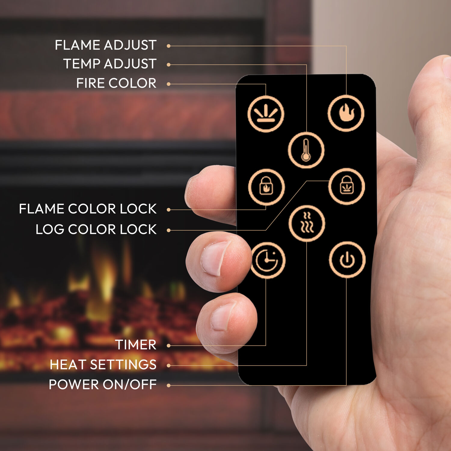 33.9-Inches W Cherry Free standing Fan-forced Flat wall Electric Fireplace with Remote Control Included - Image 8