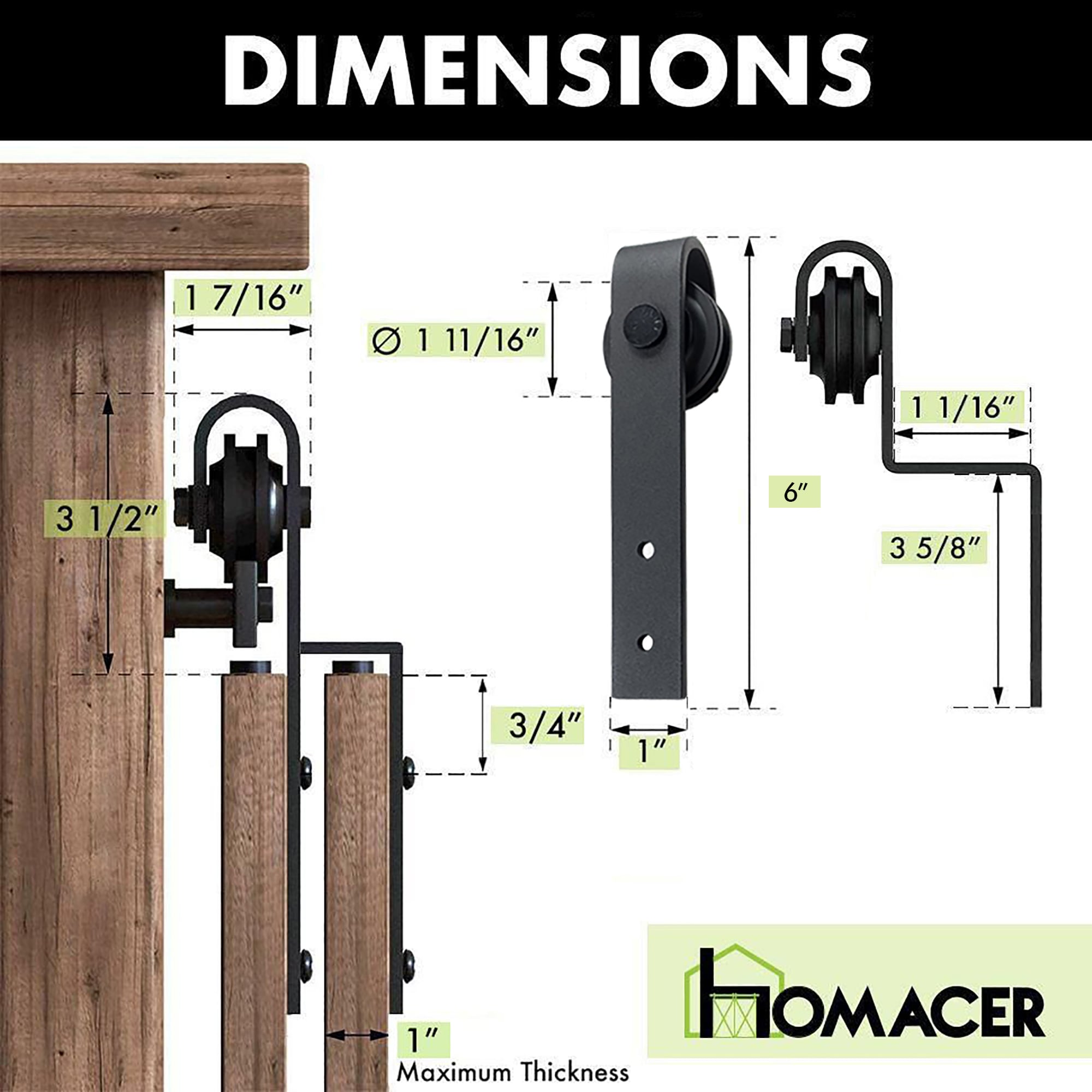 90-in Rustic black Black Indoor J-strap Double bypass Barn door hardware kit - Image 8