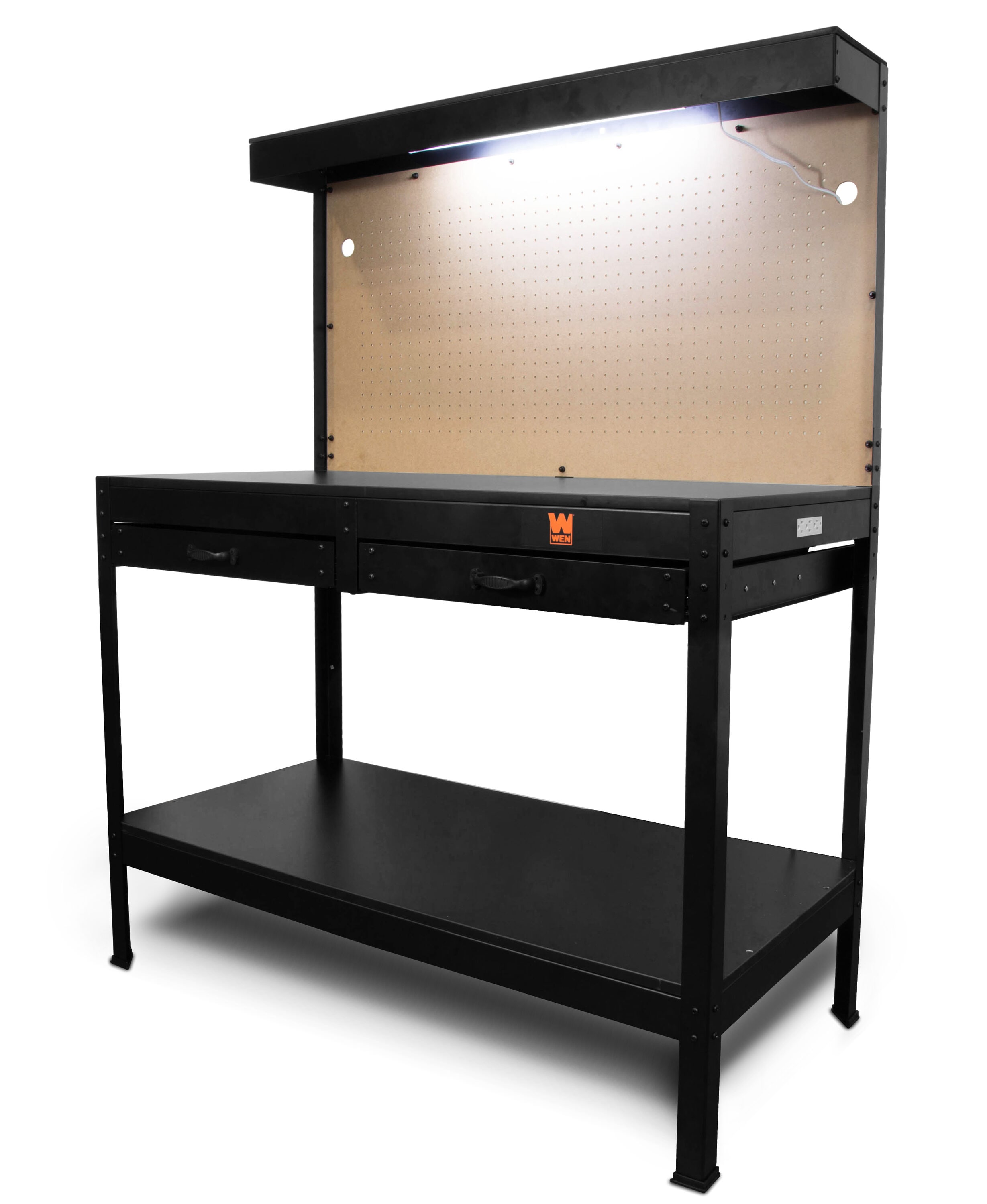 47.25-in L x 35-in H 2 -Drawers Black Steel Work Bench