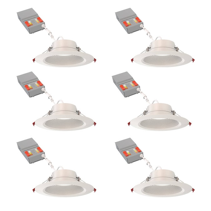Juno Matte White 6-in 1300-Lumen Switchable White Round Dimmable LED Canless Shower Recessed Downlight (6-Pack)