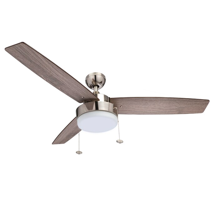 Prominence Home Statham 52-in Brushed Nickel with Light Oak/Gray Oak Blades LED Indoor Ceiling Fan with Light (3-Blade)