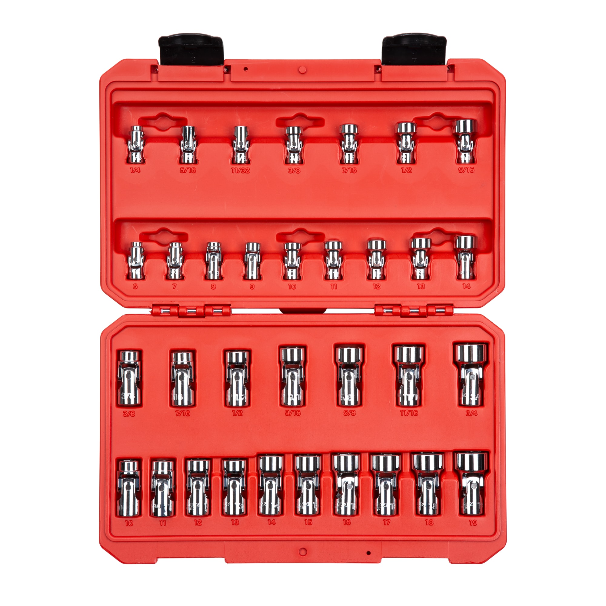 1/4-in 3/8-in Drive Standard (SAE) and Metric Universal joint Socket Set 33 -Pieces