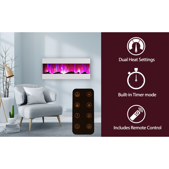 Cambridge 50-in W White LED Wall-mount Electric Fireplace with Remote Control Included - Image 2