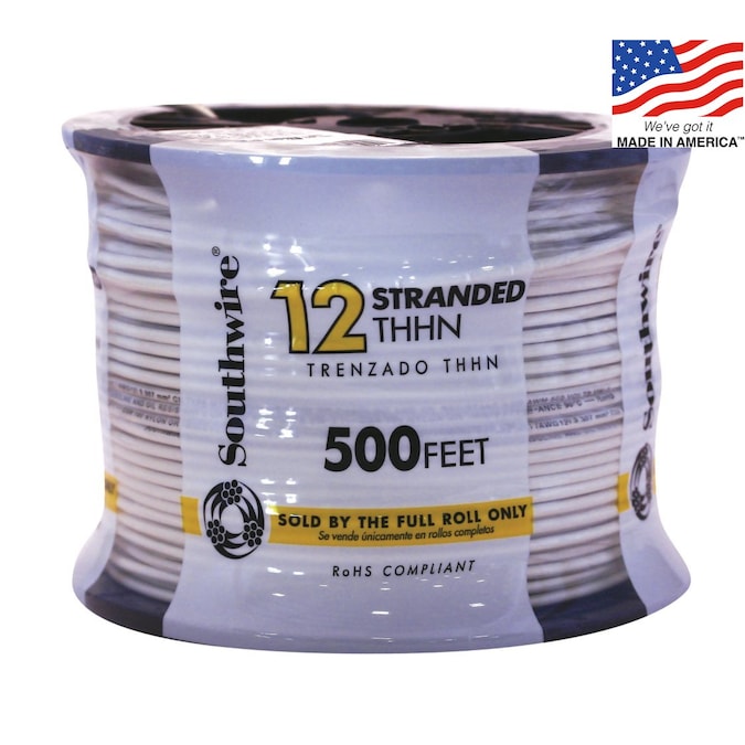 Southwire 500-ft 12-AWG White Stranded Copper Thhn Wire (By-the-roll)