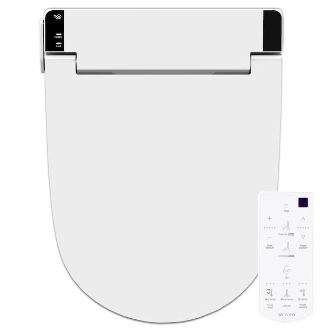 VOVO STYLEMENT UV-A Sterilization LED Plastic White Round Soft Close Heated Bidet Toilet Seat