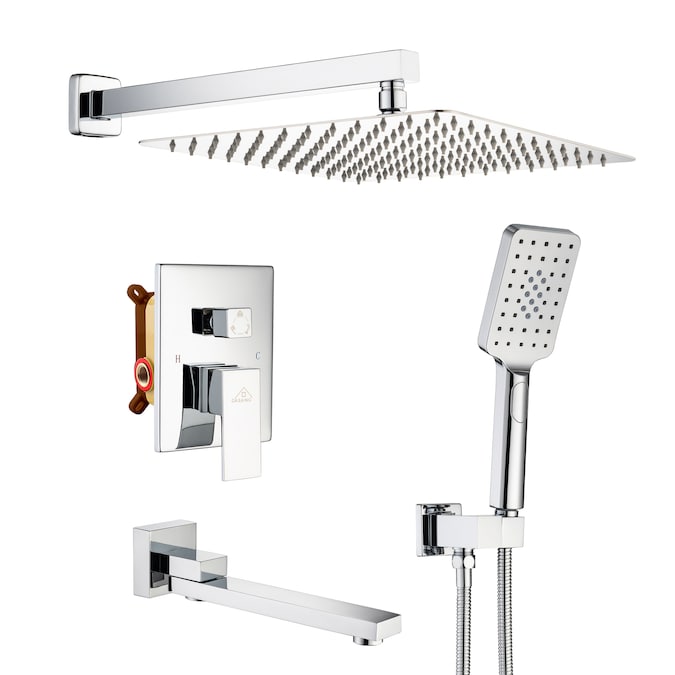 CASAINC Polished Chrome 12-in Built-In Shower Faucet System with 3-way Diverter (Pressure-balanced Valve Included)