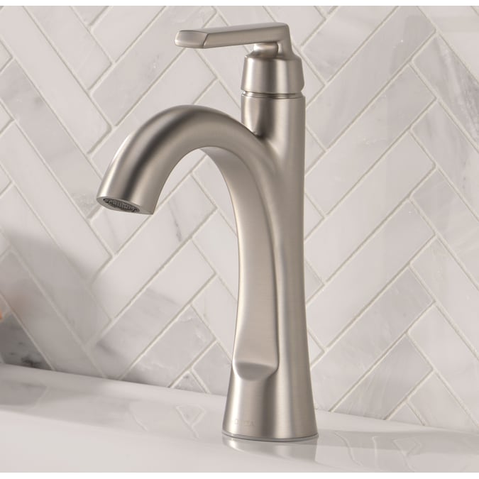 Delta Sparrow Spotshield Brushed Nickel Single Hole 1-Handle WaterSense Bathroom Sink Faucet with Drain and Deck Plate
