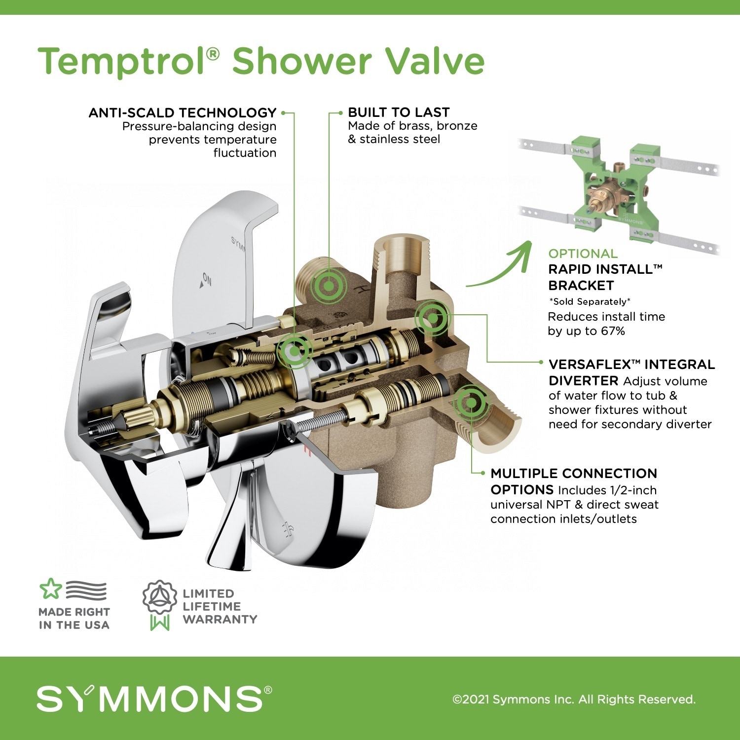 Temptrol 1/2-in ID 1/2-in OD Copper sweat Brass Pressure balancing valve