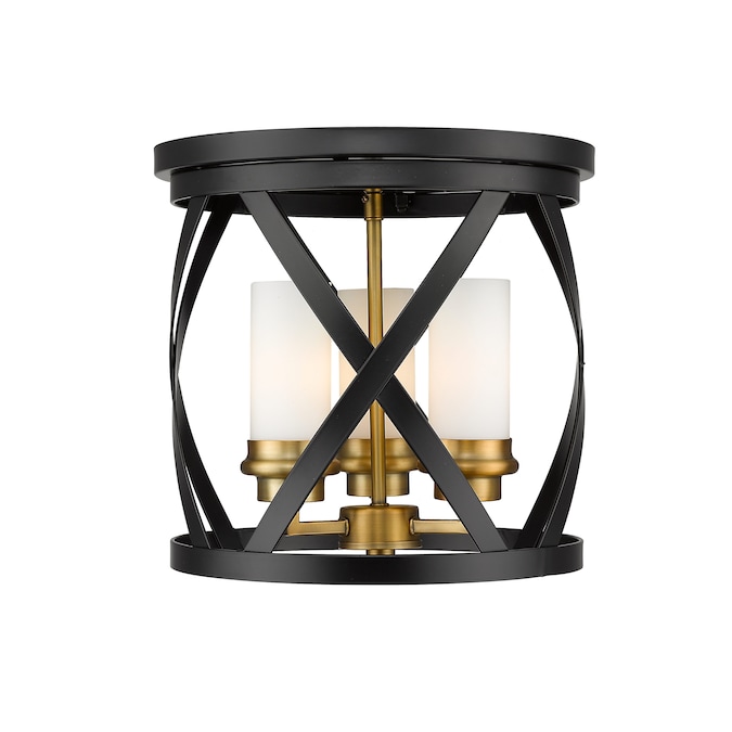 Z-Lite Arlington 3-Light 14-in Satin Brass Flush Mount Light