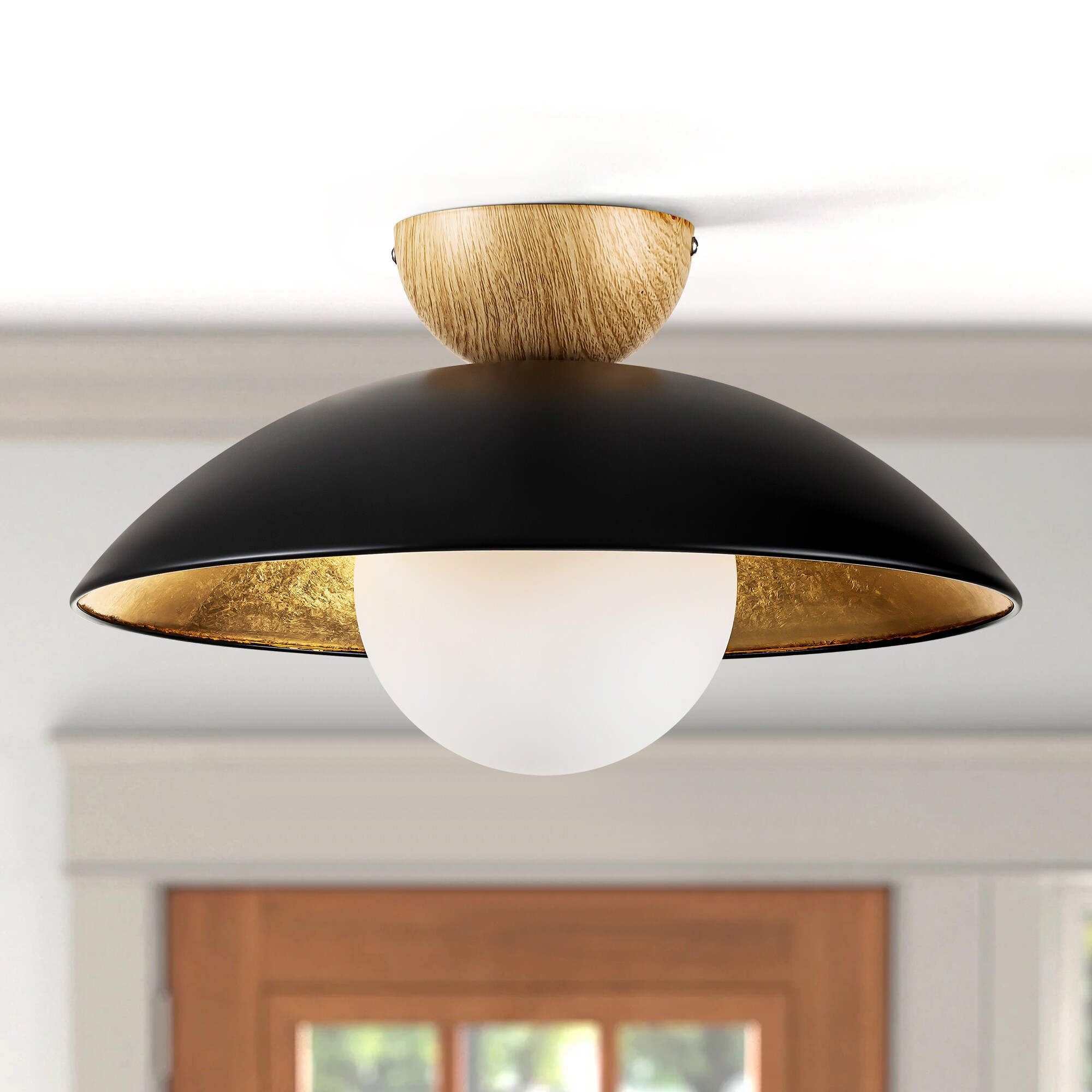Dylan 1 -Light 14.56-in Black Semi Flush Mount Light - Image 3