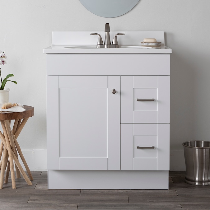 Project Source 30-in White Bathroom Vanity Base Cabinet without Top - Image 2