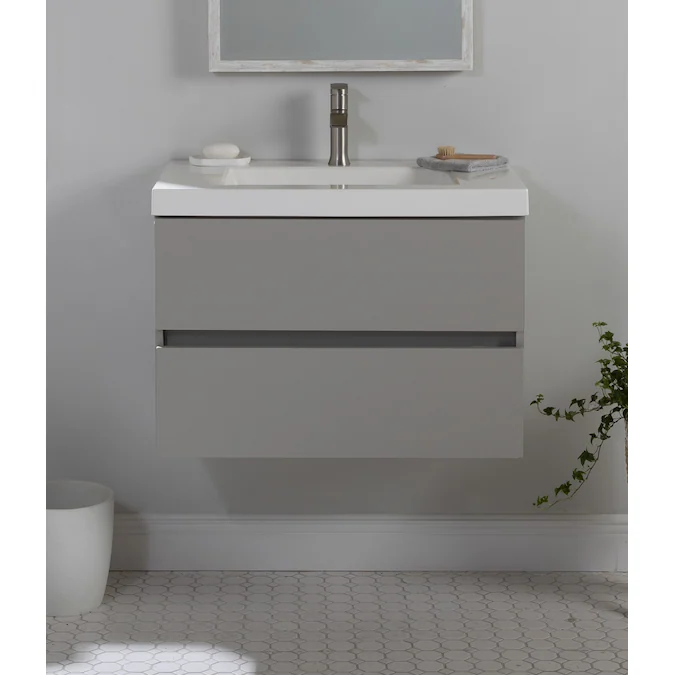 Diamond NOW Vienna 30-in Gray Single Sink Floating Bathroom Vanity with White Cultured Marble Top