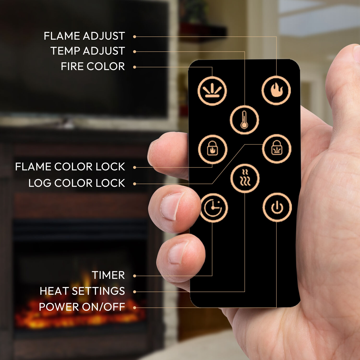 33.9-Inches W Mahogany Free standing Fan-forced Flat wall Electric Fireplace with Remote Control Included - Image 8