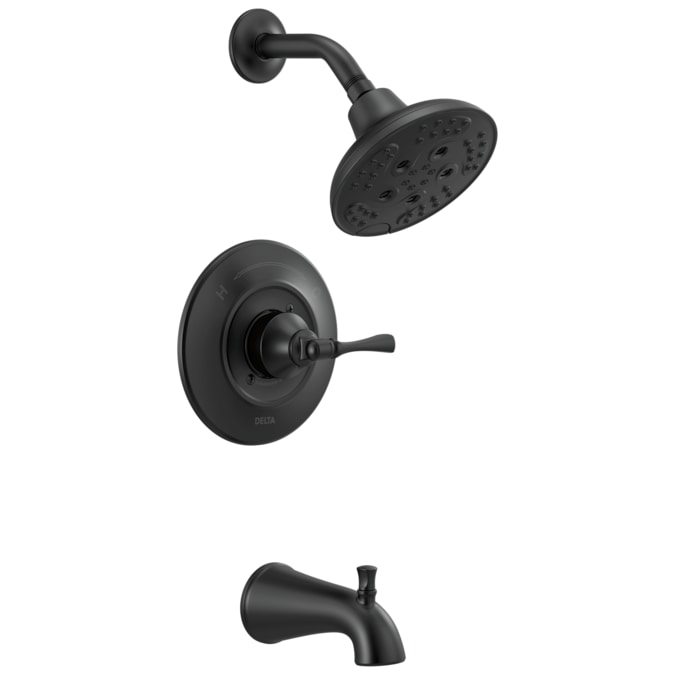 Delta Archdale Matte Black 1-handle Multi-function Round Bathtub and Shower Faucet Valve Included
