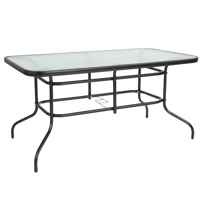 Flash Furniture Tory Top/Black Frame Contemporary/Modern Dining Table, Glass Top with Black Metal Base 55-in L x 27.5-in H