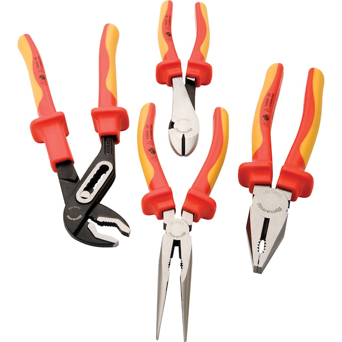 Dynamic Durable Insulated Plier Set - Automotive - 4 Piece - Includes Linesman, Diagonal, Long Nose, and Water Pump Pliers