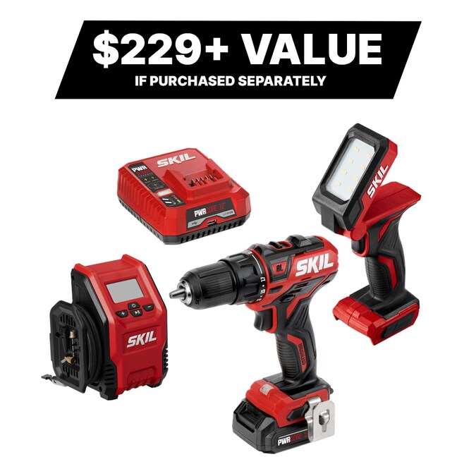 SKIL PWR CORE 12-volt 3-Tool Brushless Power Tool Combo Kit (1-Battery Included and Charger Included)