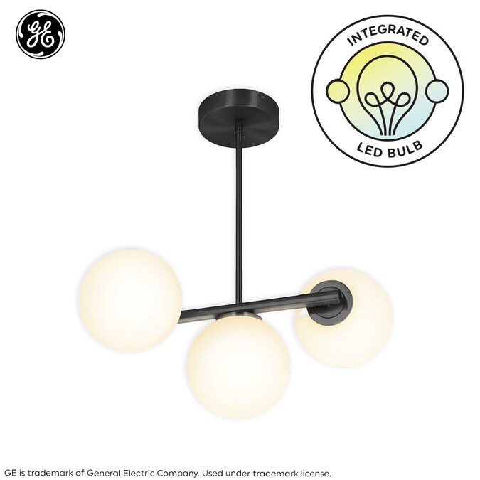 GE Solon 3-Light Matte Gold Mid-century LED Damp Rated Chandelier