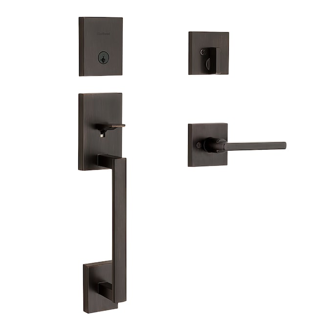 Kwikset Signature Series San Clemente Venetian Bronze Single Deadbolt Keyed Entry Door Handleset with Halifax Lever and Smartkey