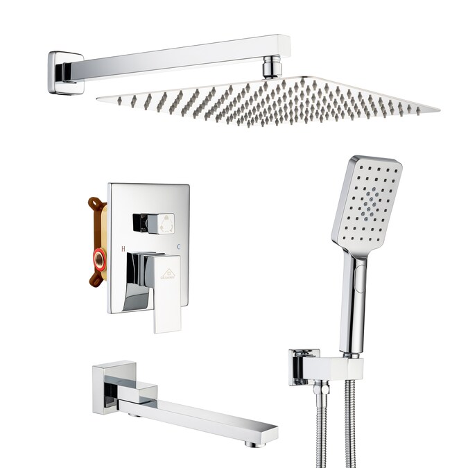 CASAINC Polished Chrome 10.5-in Built-In Shower Faucet System with 3-way Diverter (Pressure-balanced Valve Included)