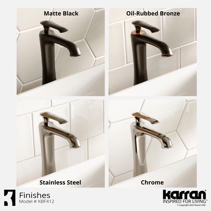 Karran Woodburn Matte Black Vessel 1-Handle Bathroom Sink Faucet with Drain - Image 9