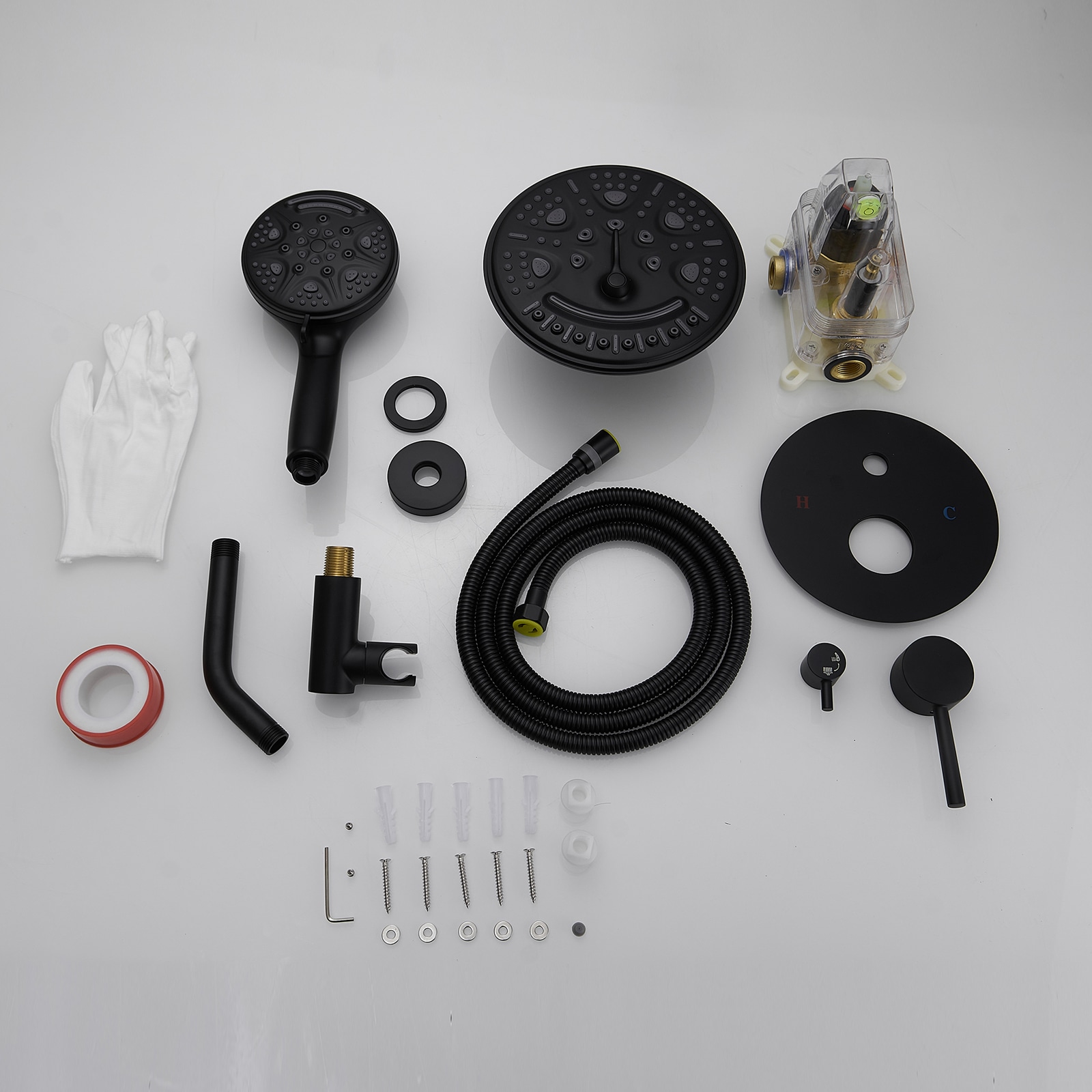 Matte Black 1-handle Multi-function 13.58-in Round Shower Faucet with Valve - Image 16