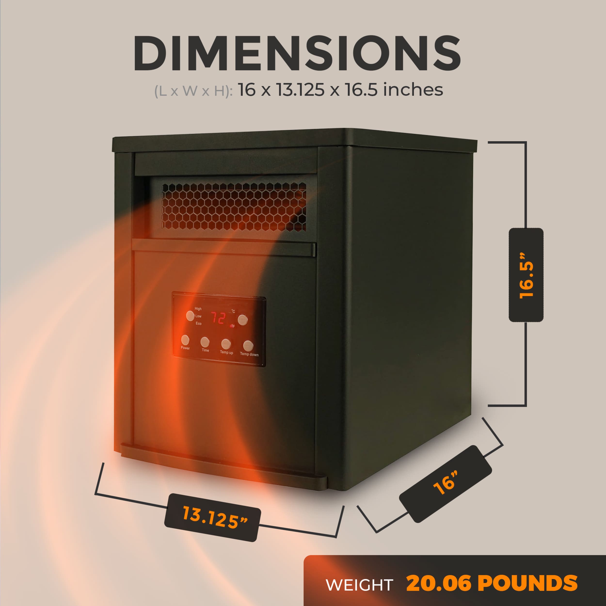 Up to 1500-Watt Infrared Quartz Tower Indoor Electric Space Heater with Remote Included - Image 3