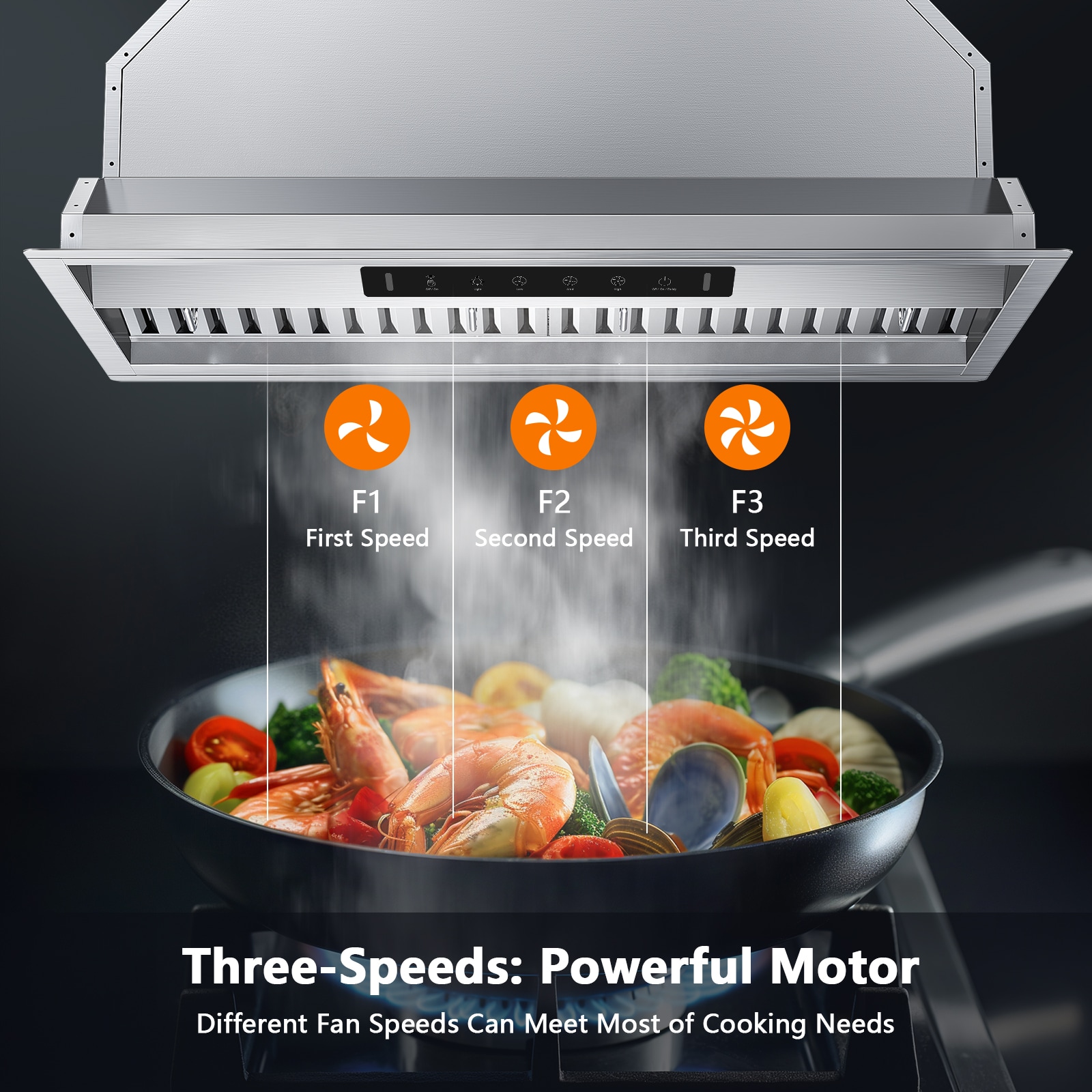 30 inch Convertible 860-CFM Stainless steel Insert Under Cabinet Range Hood with Charcoal Filter - Image 6