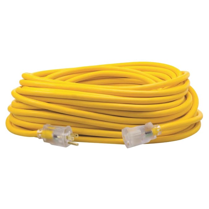 Southwire Polar/Solar 100-ft 12/3 3 Prong Yellow Outdoor SJEOW Heavy Duty Lighted Extension Cord