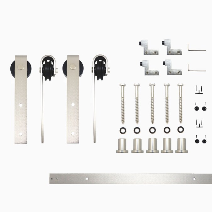 HOMACER 72-in Brushed Nickel Indoor J-strap Double Barn Door Hardware Kit