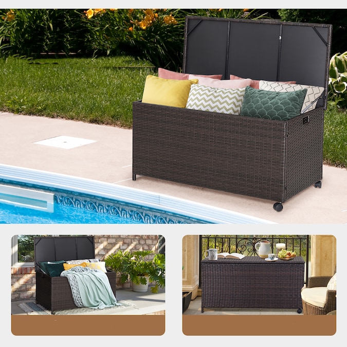 Goplus Made of premium rattan and high-strength steel, our storage case is of high stability and durability. With waterproof and zippered liner, it can keep all of your items in good condition. - Image 5