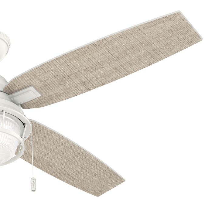 Hunter Ocala 52-in Fresh White with Washed Walnut/Fresh White Blades LED Indoor/Outdoor Ceiling Fan with Light (4-Blade) - Image 7