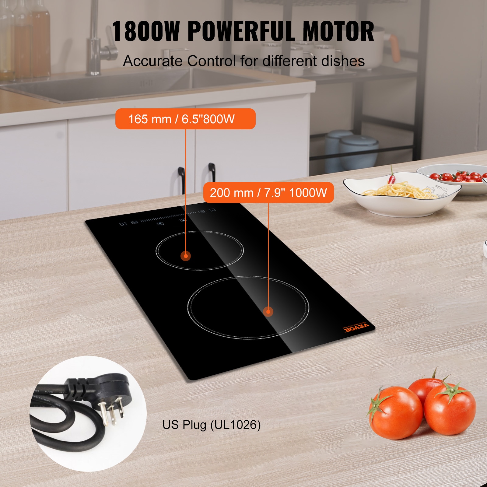Built-in Ceramic Stove 1800W 20-in 2 burners Smooth Surface (Radiant) Black Electric Cooktop - Image 3