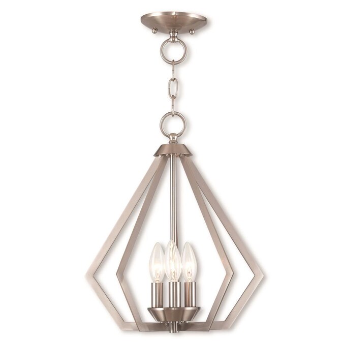 Livex Lighting Prism 3-Light Brushed Nickel Modern/Contemporary Damp Rated Chandelier