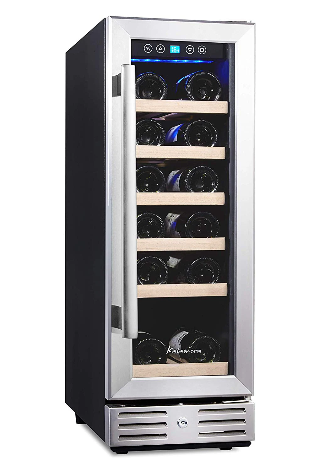11.6-Inches W 18 -Bottles Black body with stainless steel glass door Built-in/Freestanding Indoor Wine Cooler