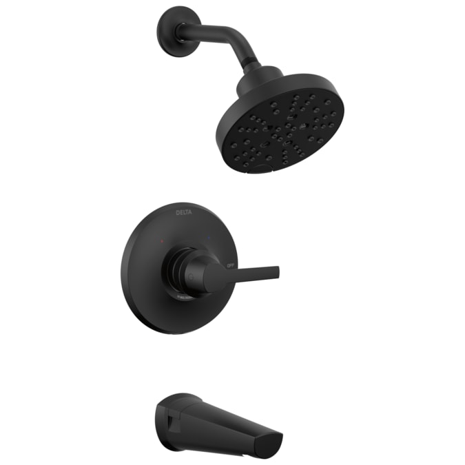 Delta Galeon Matte Black 1-handle Multi-function Round Bathtub and Shower Faucet