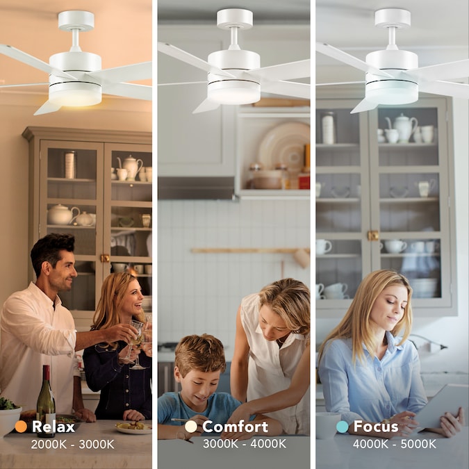 Globe Electric Dayton 52-in Color-Changing Integrated LED Outdoor Smart White with White Blades Ceiling Fan With Light - Remote Included ( 5 -Blade ) - Image 7