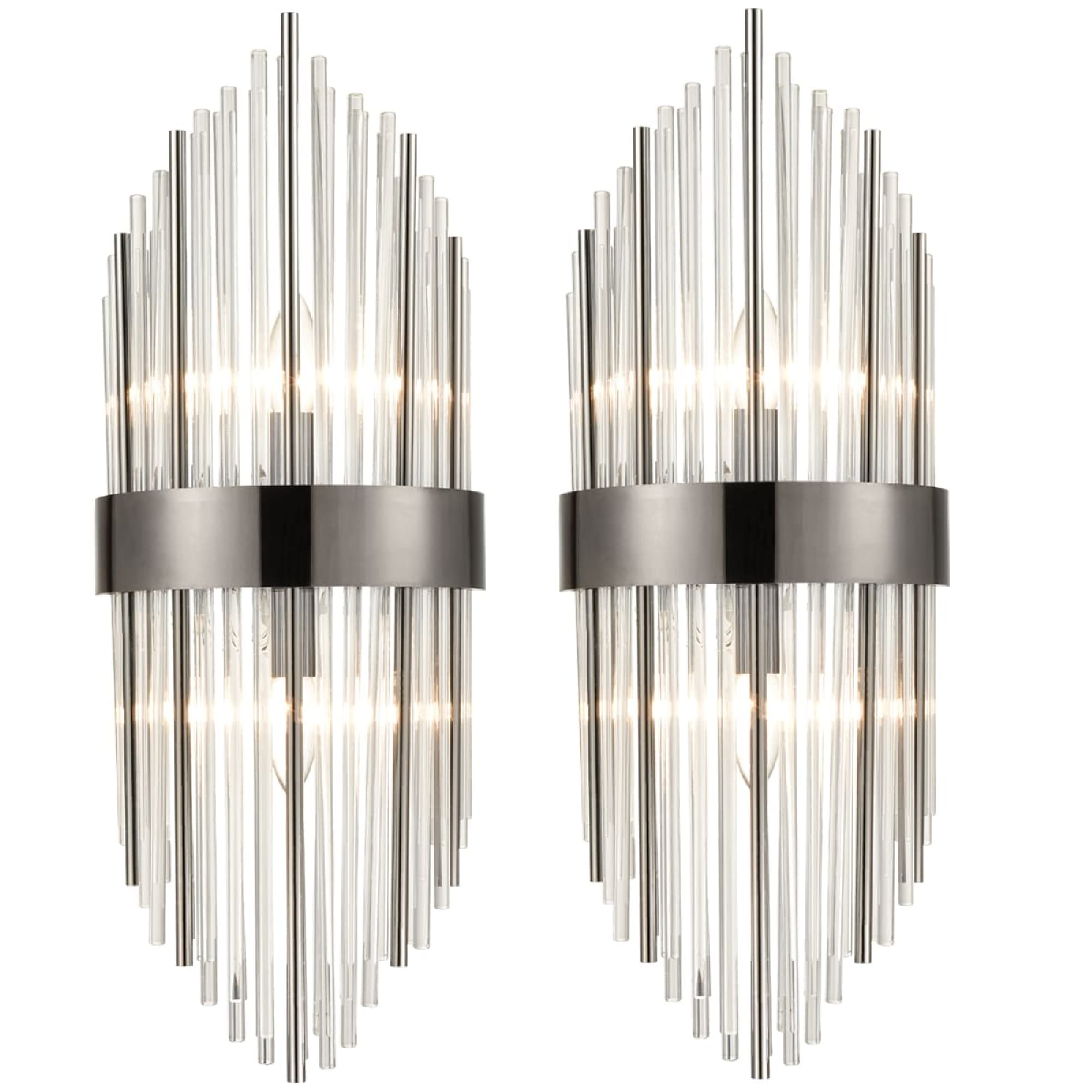 Glass Light 8.7-in W 2 -Light Polished Black Wall Sconce