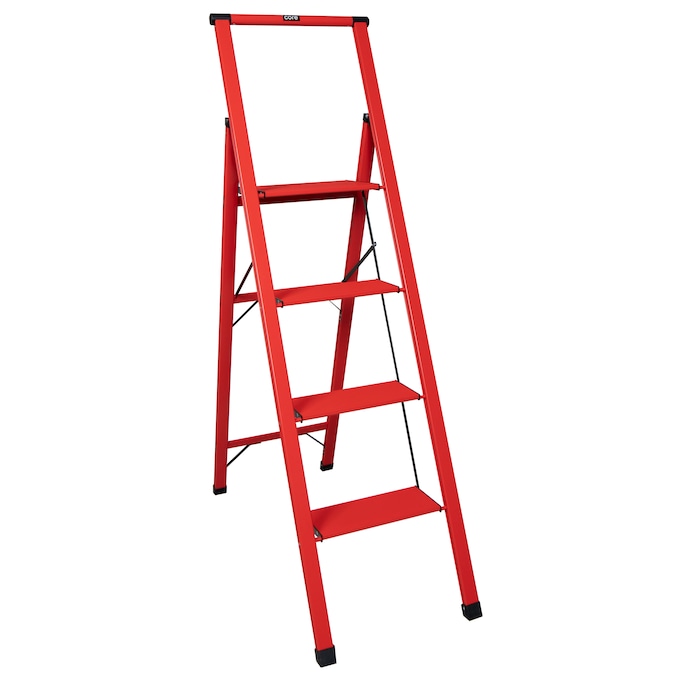 Xtend+Climb SLIMLINE 4-Step 250-lb Capacity Red Aluminum Foldable Step Stool