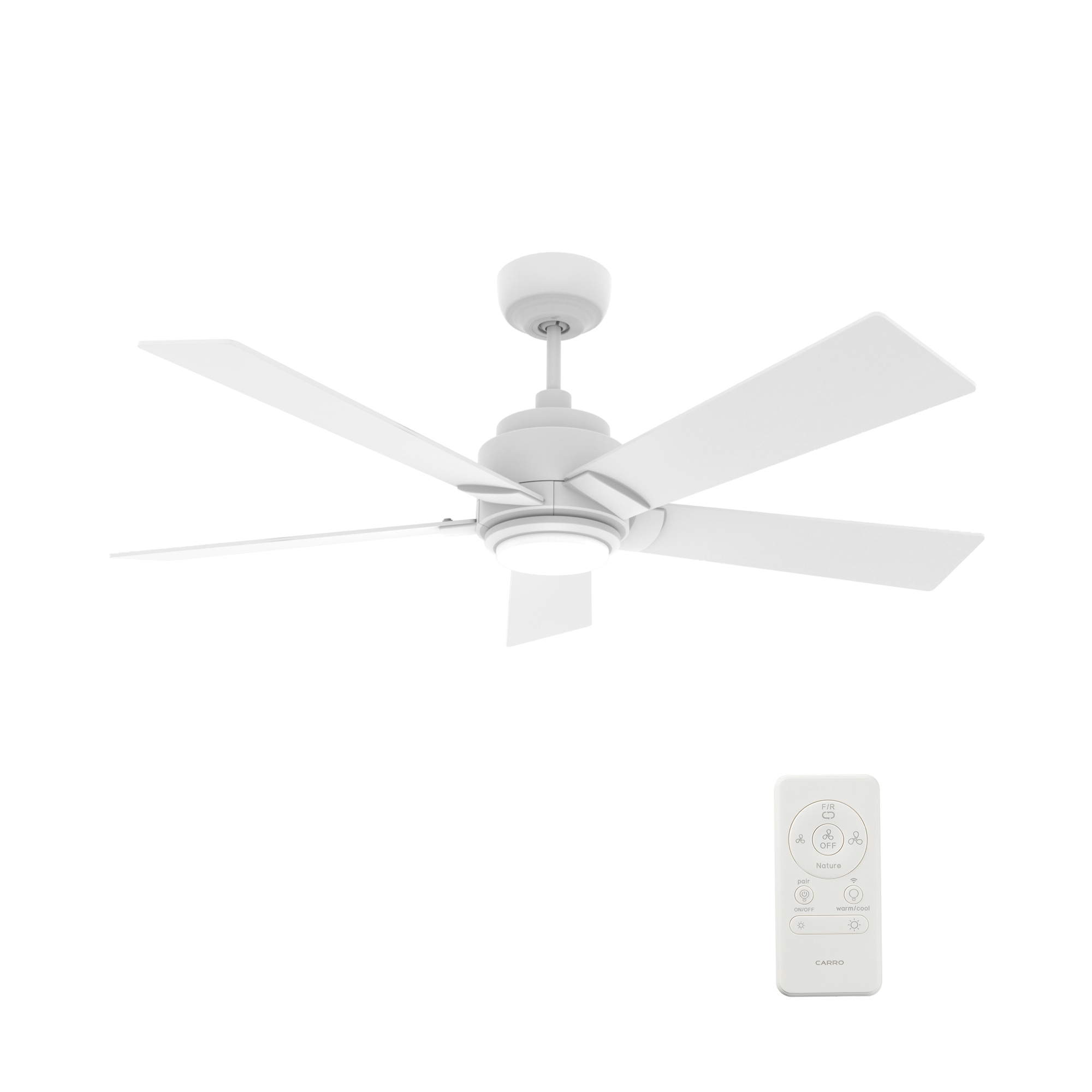 Aspen 56-in Integrated LED Outdoor Smart White with White Blades Ceiling Fan With Light - Remote Included ( 5 -Blade )