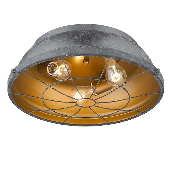 Golden Lighting Bartlett 3-Light Brushed Black Flush Mount Light - Image 3