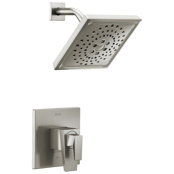 Delta Trillian Lumicoat Stainless 2-handle Multi-function Square Bathtub and Shower Faucet