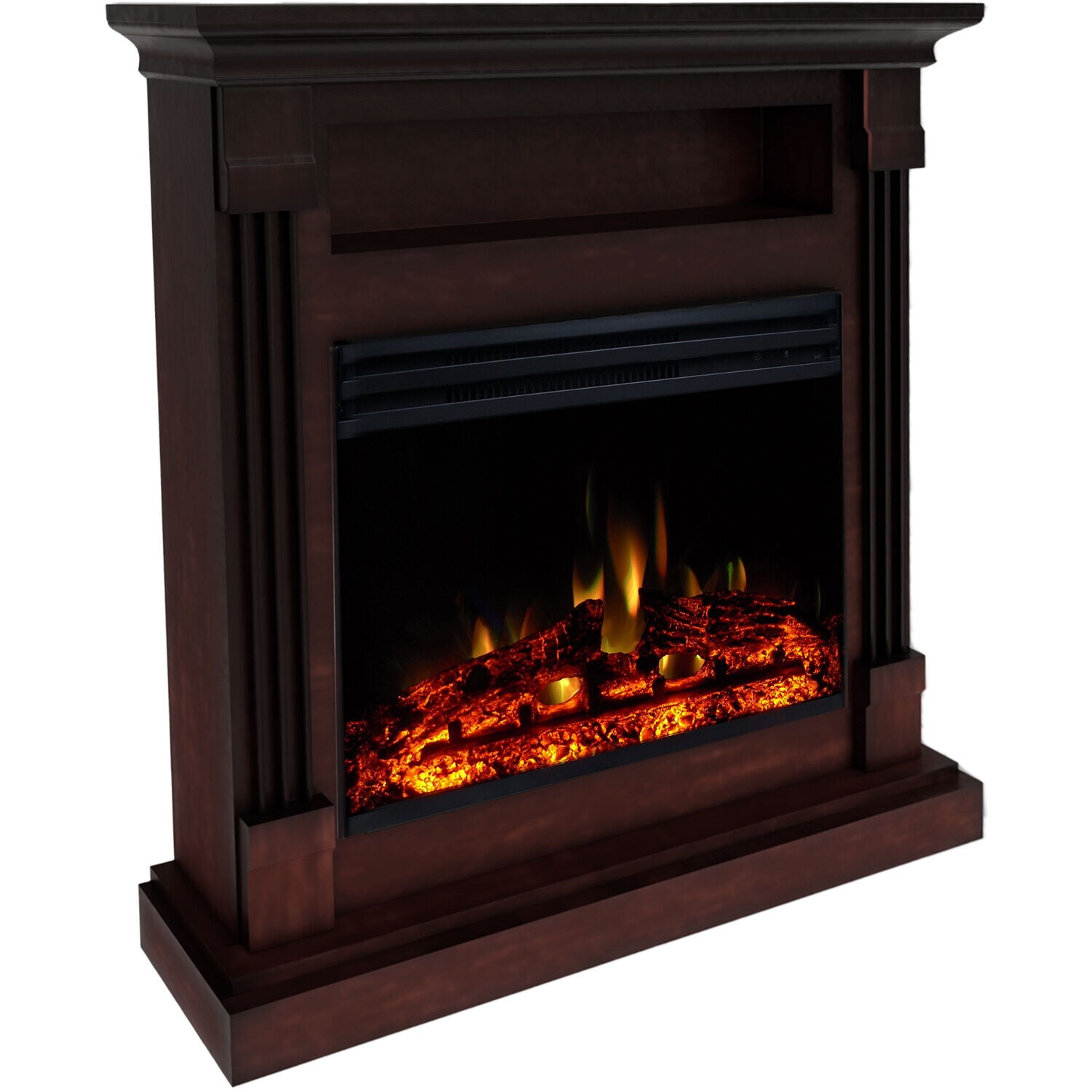 33.9-Inches W Mahogany Free standing Fan-forced Flat wall Electric Fireplace with Remote Control Included - Image 11