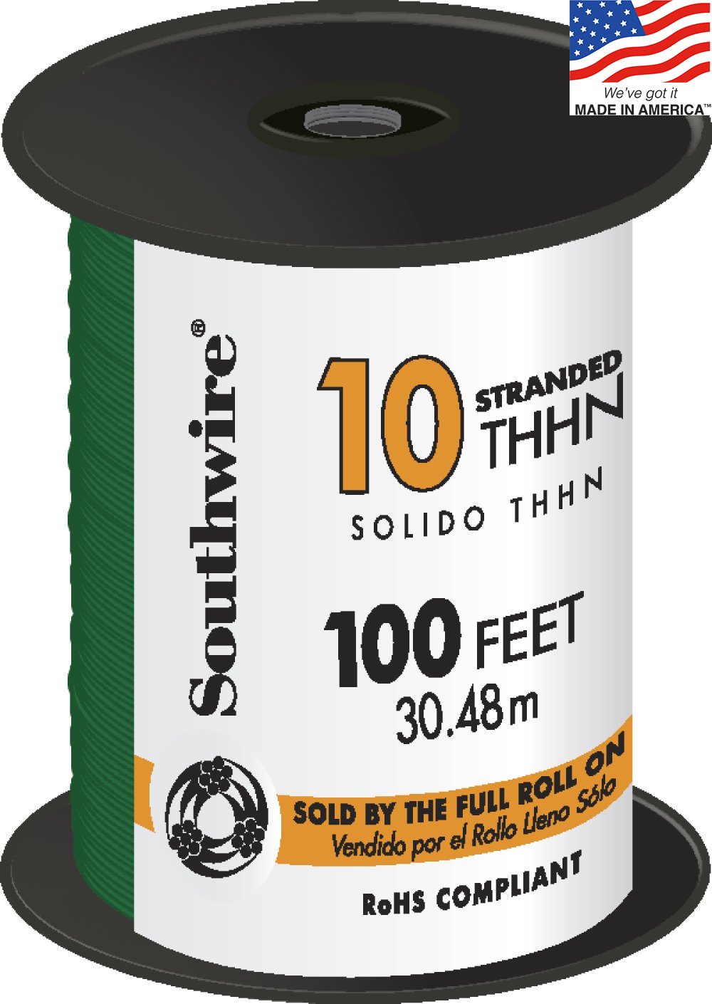100-ft 10 -AWG Green Stranded Copper THHN wire ( By-the-roll )